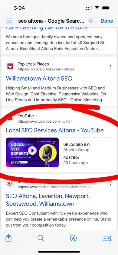 seo altona search result